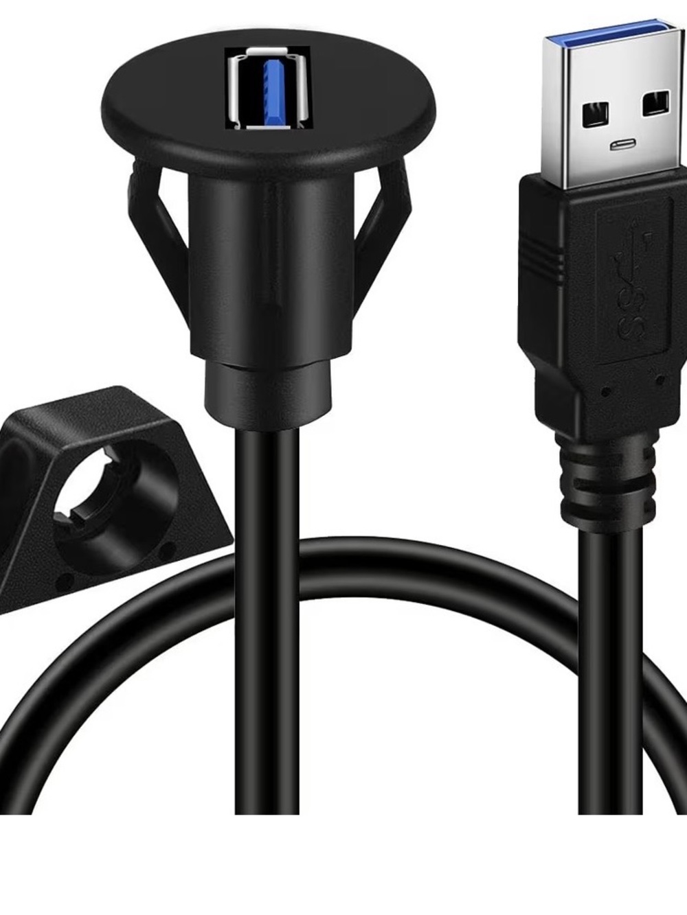 Small USB 3.0 AUX Flush Panel Mount Extension Cable for Car Truck Boat Motorcy